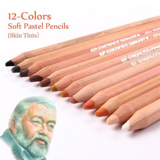 12 Professional Soft Pastel Pencils Wood Skin Tints Pastel Colored Pencils For Drawing School Lapices De Colores Stationery