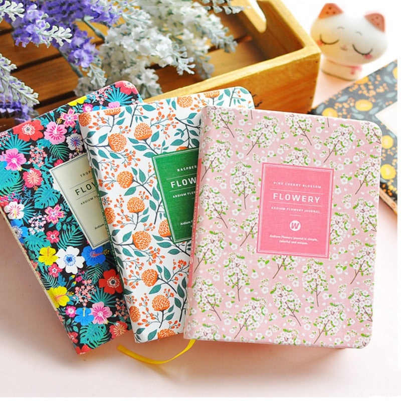 Leather Floral Flower Schedule Book Diary Weekly Planner Notebook School Office Supplies Kawaii Stationery