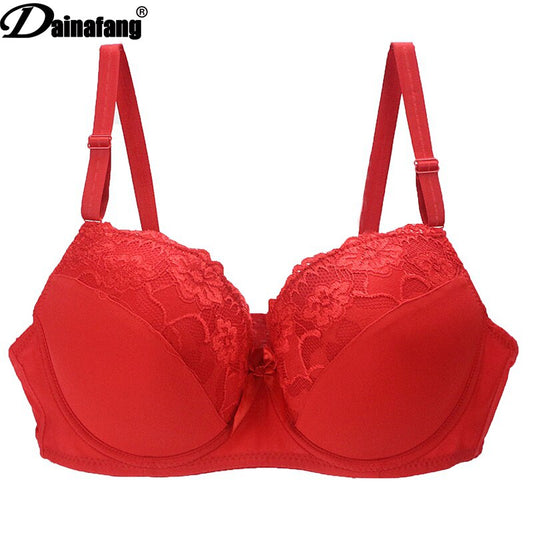 Sexy Bra Plus Size Underwear Wireless Adjustable Lace Womens Breast Lining BCDE Cup Large Female Lingerie