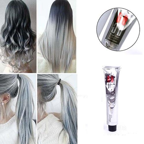 Fashion Smoky Gray Punk Style Light Gray Silver Color Nature Permanent Super Hair Dye Cream Girls Beauty Hair