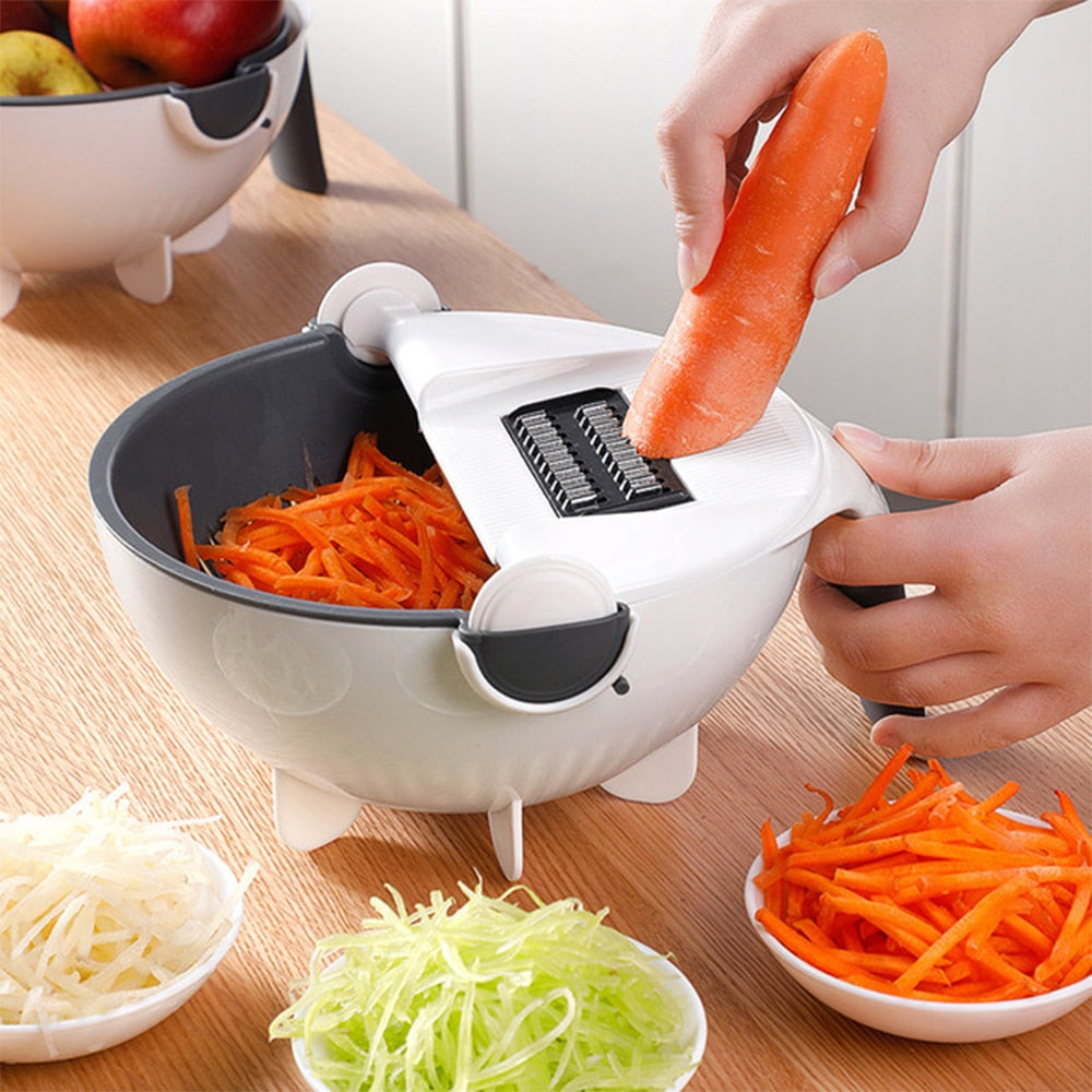 Multifunctional Rotate Vegetable Cutter With Drain Basket Household Potato Slicer Radish Grater Kitchen Tools