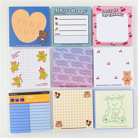 50 Sheets Cute Ins Bear Sticky Notes Loose Leaf Decoration Memo Pad Planner To Do List School Office Paper Notepad Stationery