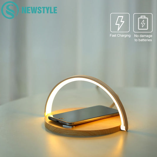 10W Qi Fast Wireless Charger Table Lamp For iPhone 11 12 13Pro Mobile Phone Charging Holder Night Light 4 in1 Dimmable Desk Lamp