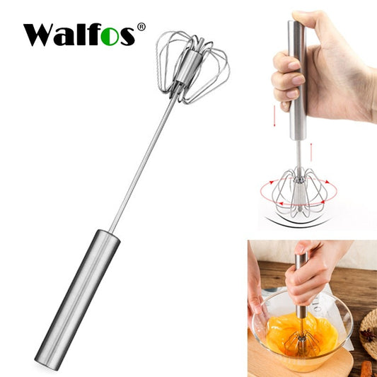 Stainless Steel Hand Pressure Rotating Semi-Automatic Mixer Coffee Milk Mixing Eggbeater Handheld Kitchen Cooking Tool