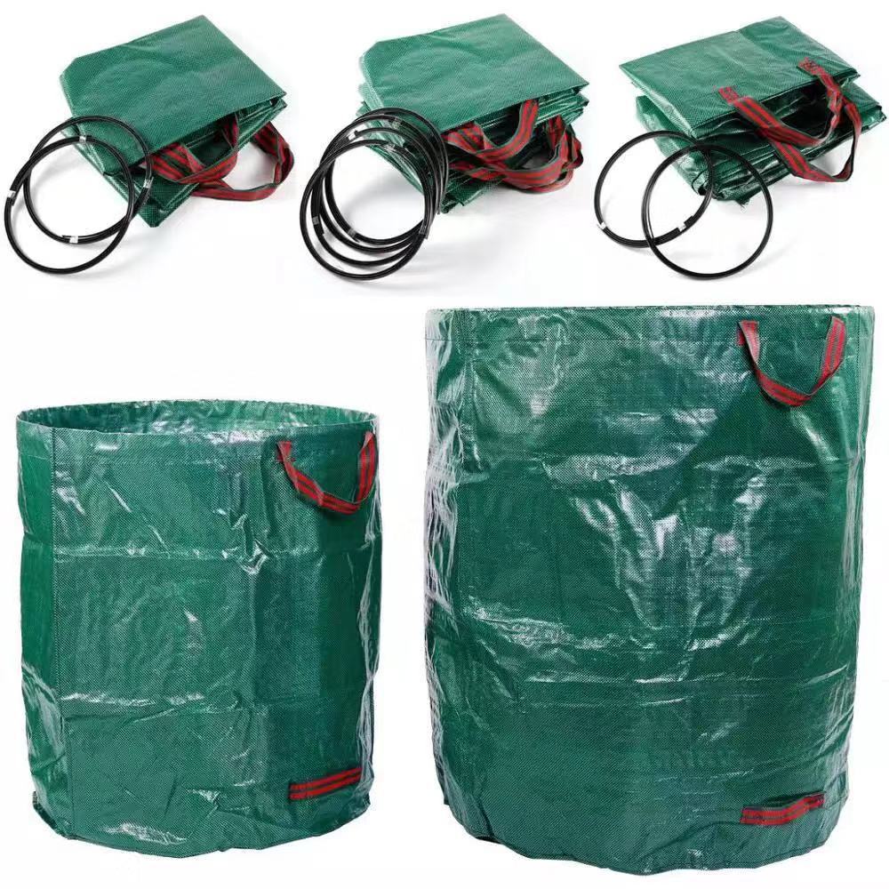 60L-500L Large Capacity Garden Bag Reusable Leaf Sack Trash Can Foldable Garden Garbage Waste Collection Container Storage Bag