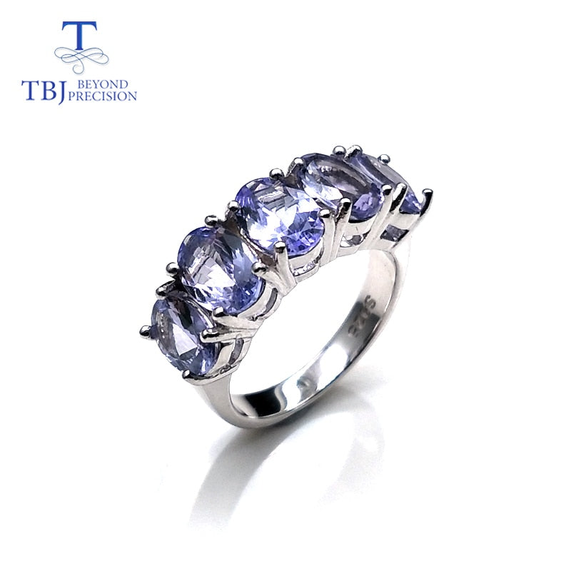 Tanzanite ring natural gemstone oval 5*7mm in 925 sterling silver simple design shiny precious stone jewelry