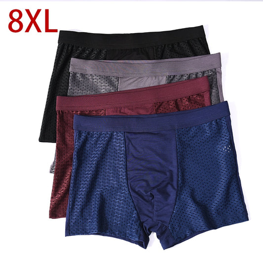 Plus Banboo Fiber Men Underwear Male boxer  Solid Panties Shorts Men's  Underpants Breathable Intimate Man boxers 4pcs