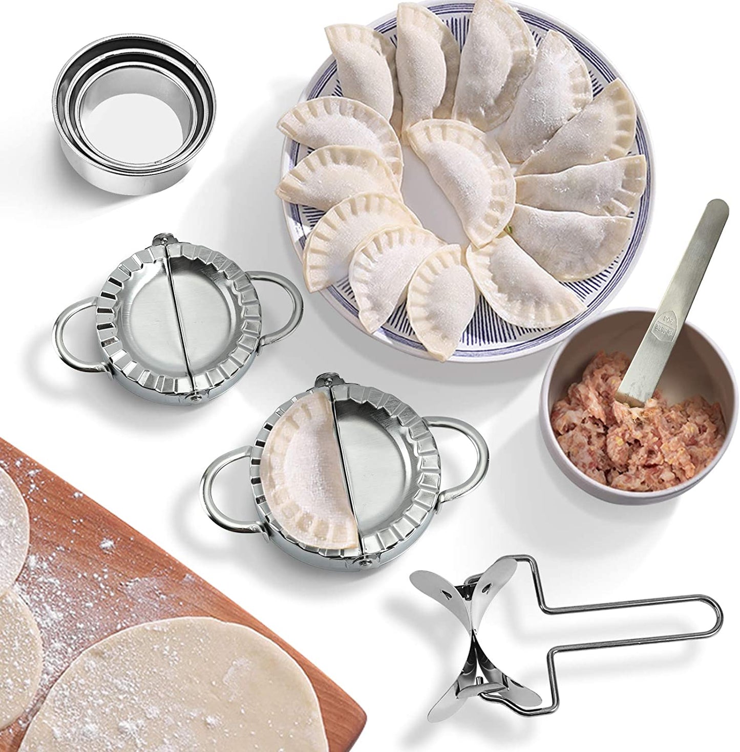 Stainless Steel Dumpling Maker Manual Ravioli Gyoza Mold Press Pierogi Mould Dough Cutter Cooking Kitchen Pastry Tool