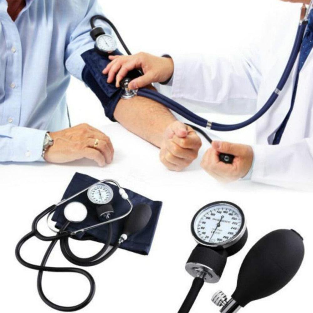 Manual Arm Blood Pressure Monitor Stethoscope Sphygmomanometer Aneroid Gauge Device Home Blood Pressure Meter Medical Equipment