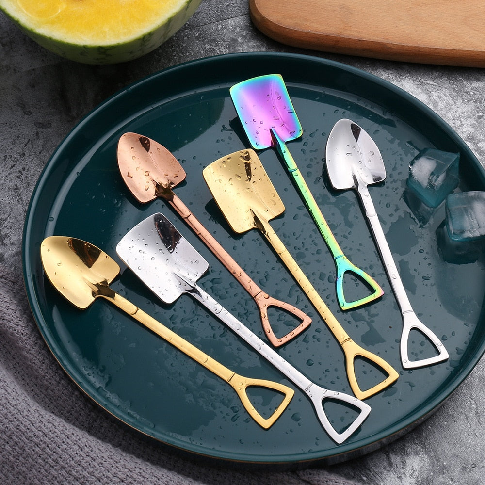 Fashion coffee spoon ice cream dessert spoon retro cute round head spoon kitchen gadget decoration kitchen bar utensils