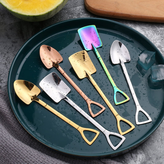 Fashion coffee spoon ice cream dessert spoon retro cute round head spoon kitchen gadget decoration kitchen bar utensils