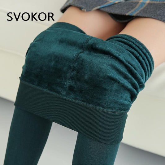 Winter Leggings Knitting Velvet Leggings High Elastic Thicken Warm Pants Skinny Pants For Women Leggins Comfortable