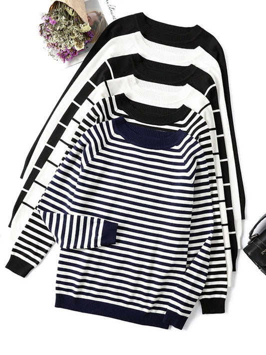 Long Sleeve Striped Pullover Women Sweater Knitted Sweaters