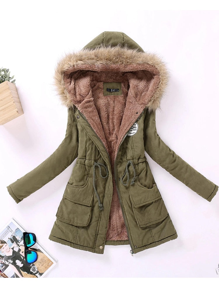 Winter military style coat / hooded jacket medium-long casual parka thickness  XXXL quilt snow outwear