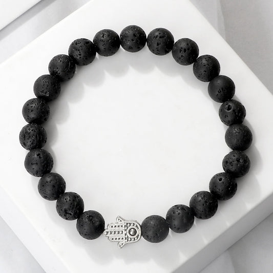 Bracelets en pierre volcanique naturelle pour hommes et femmes, breloques, perles de lave noire mates, bijoux de prière de Yoga, cadeau mignon
Volcanic stone bracelet