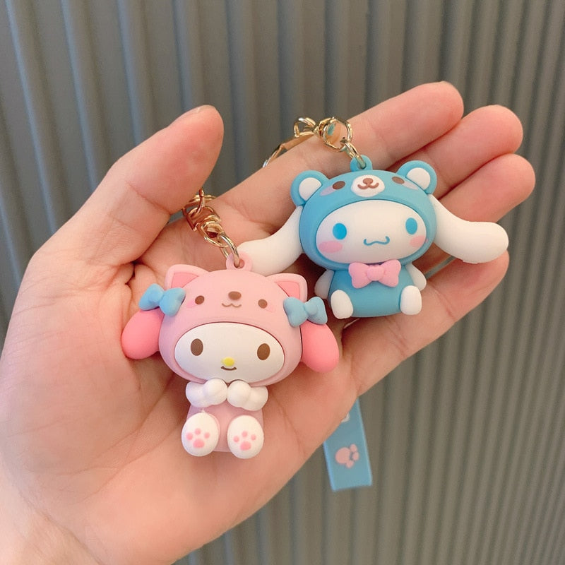 Fashion Kawaii Kuromi Melody Cinnamoroll Hello Kitty Pompompurin Keychain Sanrio Anime School Bag Charm Cartoon Key Ring Pendant