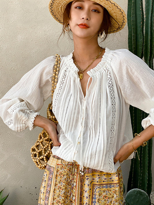 Spring Summer Blouse Shirts Women Long Sleeve Boho White Loose Blouses Shirt Women's Clothing Beach Tops Blusas