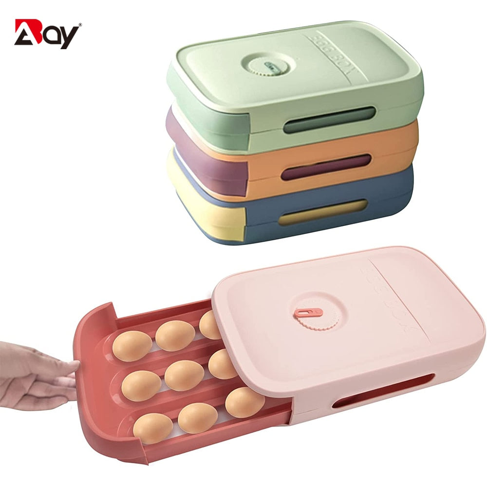 Plastic Egg Storage Containers Organizer Box with Lid Refrigerator Kitchen Drawer Holder for  Household Fresh Fridge Accessories