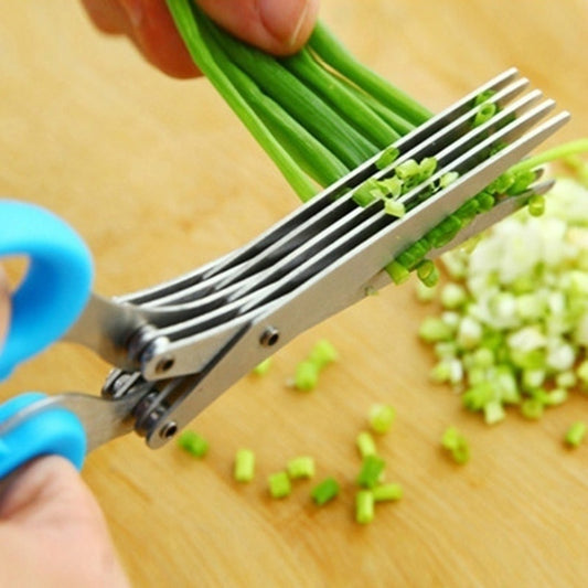 Multifunctional Muti Layers Stainless Steel Knives Multi-Layers KItchen Scissors Scallion Cutter Herb Laver Spices Cook Tool Cut