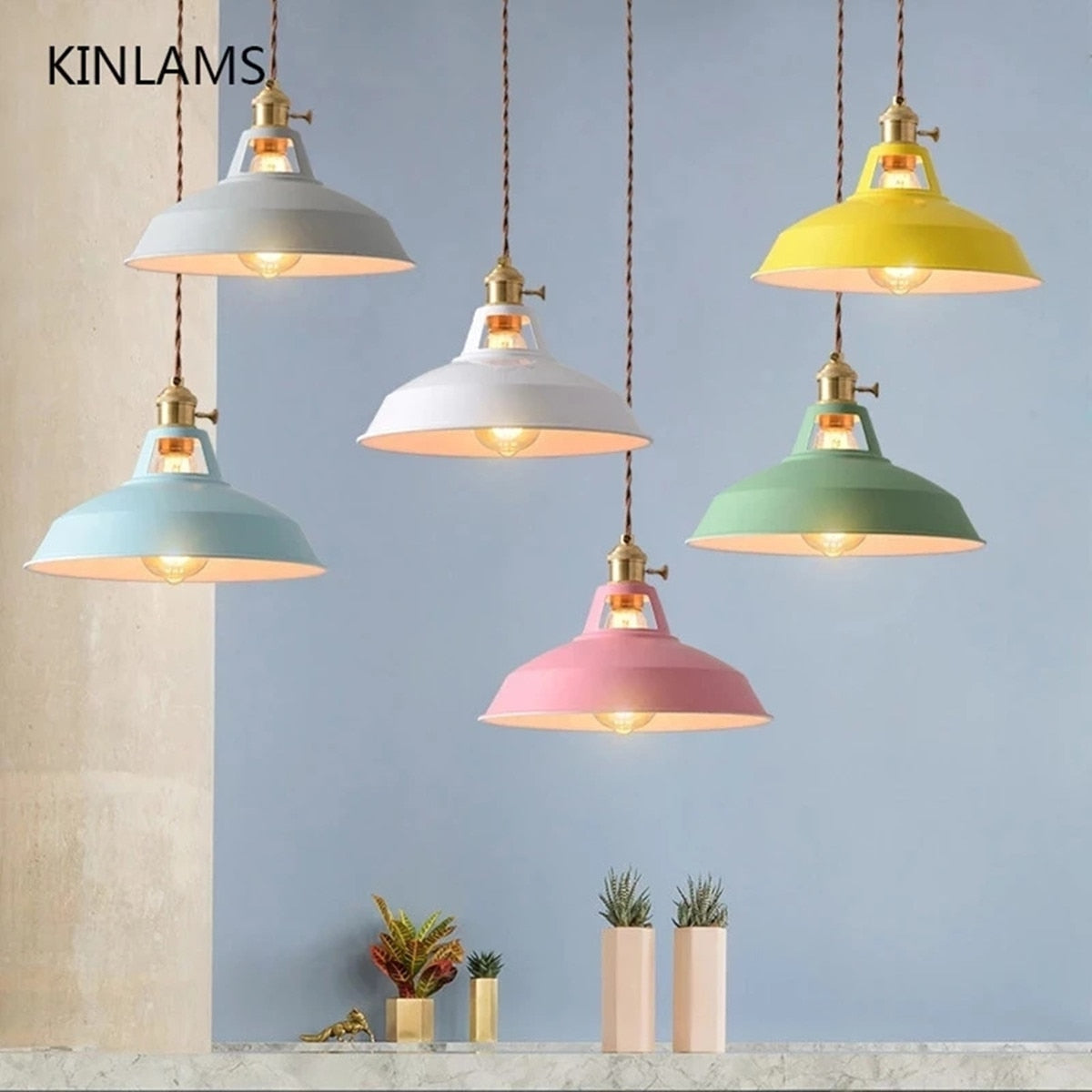 Pendant Light Retro Industrial Colorful Restaurant Kitchen Home Ceiling Lamp Vintage Hanging Light Lampshade Decorative Lamps