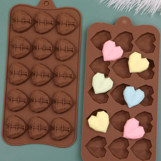 Diamond Heart Silicone Chocolate Mold DIY Cake Accessories Molds Kitchen Ice Cubes Biscuit Pastry Manual Baking Mould