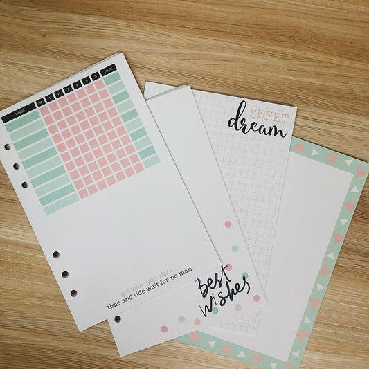 European Black Filler Paper Dokibook Spiral Notebook A5 A6 2022 Planner Inner Core Weekly Monthly Diary Refill School Stationery