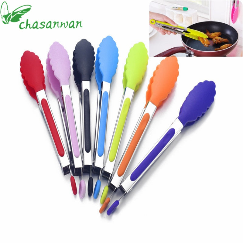 Kitchen Accessories plastic Silicone Kitchen Cooking Salad Serving Stainless Steel Handle Utensil Kitchen Tools Kitchen Gadgets