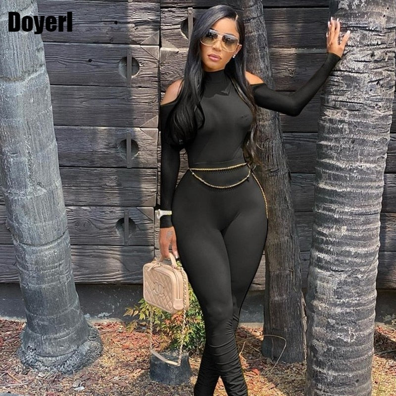 Bandage Bodycon Jumpsuit Long Sleeve Stacked One Piece Jumpsuit Women Fall Clothing